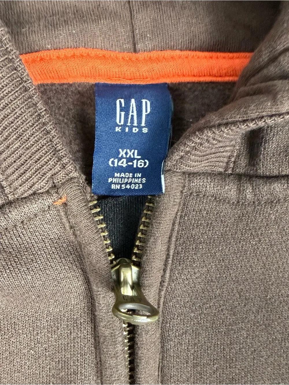 Gap Kids Brown Surf Shop Sleeveless Hoodie XXL 14-16 Y2K Embroidered
